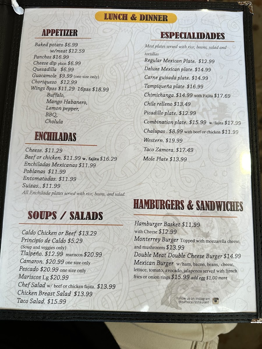 Menu Zamoras' Restaurant-4